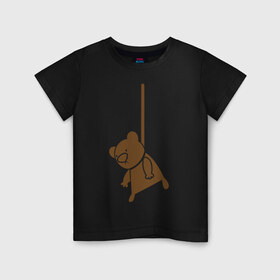 Детская футболка хлопок с принтом Мишутка суицидник , 100% хлопок | круглый вырез горловины, полуприлегающий силуэт, длина до линии бедер | виселица | медведь | мишка | петля | суицид