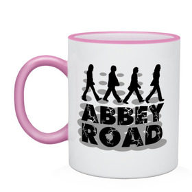 Кружка двухцветная с принтом Abbey Road , керамика | объем — 330 мл, диаметр — 80 мм. Цветная ручка и кайма сверху, в некоторых цветах — вся внутренняя часть | 