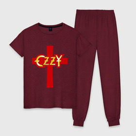 Женская пижама хлопок с принтом Ozzy Osbourne (Оззи Осборн) , 100% хлопок | брюки и футболка прямого кроя, без карманов, на брюках мягкая резинка на поясе и по низу штанин | 