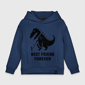 Детское худи Oversize хлопок с принтом Годзилла Best friend , френч-терри — 70% хлопок, 30% полиэстер. Мягкий теплый начес внутри —100% хлопок | боковые карманы, эластичные манжеты и нижняя кромка, капюшон на магнитной кнопке | Тематика изображения на принте: годзилла | динозавр | друг | лучший | навек | навсегда | тираннозавр