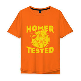 Мужская футболка хлопок Oversize с принтом Homer tested , 100% хлопок | свободный крой, круглый ворот, “спинка” длиннее передней части | гомер