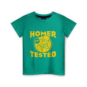 Детская футболка хлопок с принтом Homer tested , 100% хлопок | круглый вырез горловины, полуприлегающий силуэт, длина до линии бедер | гомер