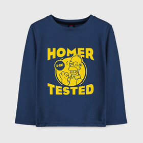 Детский лонгслив хлопок с принтом Homer tested , 100% хлопок | круглый вырез горловины, полуприлегающий силуэт, длина до линии бедер | гомер