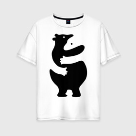 Женская футболка хлопок Oversize с принтом Медвежий Инь-Янь , 100% хлопок | свободный крой, круглый ворот, спущенный рукав, длина до линии бедер
 | медведь | обнимашки | объятия
