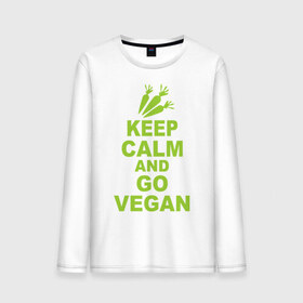 Мужской лонгслив хлопок с принтом Keep calm and go vegan , 100% хлопок |  | 