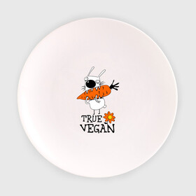 Тарелка 3D с принтом True vegan (истинный веган) , фарфор | диаметр - 210 мм
диаметр для нанесения принта - 120 мм | Тематика изображения на принте: carrot | flower | rabbit | true | vegan | веган | заяц | истинный | морковка | ролик | цветок | экология