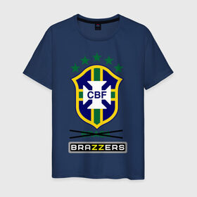 Мужская футболка хлопок с принтом Сборная Бразилии по футболу , 100% хлопок | прямой крой, круглый вырез горловины, длина до линии бедер, слегка спущенное плечо. | brazzers | бразилия
