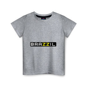 Детская футболка хлопок с принтом Brazzil , 100% хлопок | круглый вырез горловины, полуприлегающий силуэт, длина до линии бедер | brazzers | бразилия