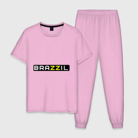 Мужская пижама хлопок с принтом Brazzil , 100% хлопок | брюки и футболка прямого кроя, без карманов, на брюках мягкая резинка на поясе и по низу штанин
 | brazzers | бразилия