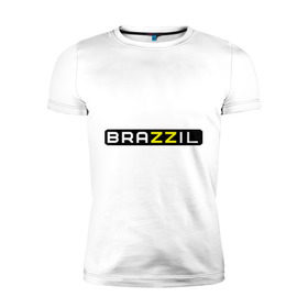 Мужская футболка премиум с принтом Brazzil , 92% хлопок, 8% лайкра | приталенный силуэт, круглый вырез ворота, длина до линии бедра, короткий рукав | Тематика изображения на принте: brazzers | бразилия