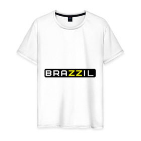Мужская футболка хлопок с принтом Brazzil , 100% хлопок | прямой крой, круглый вырез горловины, длина до линии бедер, слегка спущенное плечо. | brazzers | бразилия