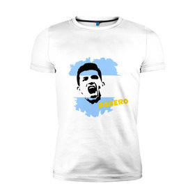 Мужская футболка премиум с принтом Серхио Агуэро (Sergio Aguero) , 92% хлопок, 8% лайкра | приталенный силуэт, круглый вырез ворота, длина до линии бедра, короткий рукав | мяч | спорт | футбол