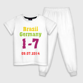 Детская пижама хлопок с принтом Бразилия - Германия , 100% хлопок |  брюки и футболка прямого кроя, без карманов, на брюках мягкая резинка на поясе и по низу штанин
 | 