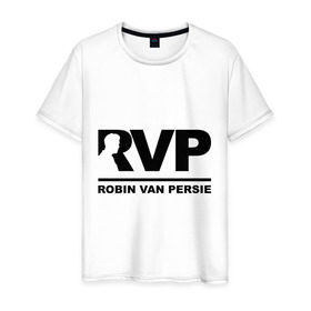 Мужская футболка хлопок с принтом Робин Ван Перси (Robin Van Persie) , 100% хлопок | прямой крой, круглый вырез горловины, длина до линии бедер, слегка спущенное плечо. | 