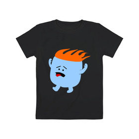 Детская футболка хлопок с принтом Зефирка в огне , 100% хлопок | круглый вырез горловины, полуприлегающий силуэт, длина до линии бедер | Тематика изображения на принте: горит | зефир | конфета | огонь | паника | пламя