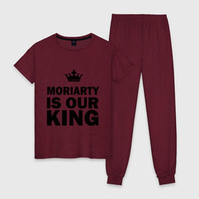 Женская пижама хлопок с принтом Moriarty is our king , 100% хлопок | брюки и футболка прямого кроя, без карманов, на брюках мягкая резинка на поясе и по низу штанин | king | moriarty | our | король | мориарти | наш