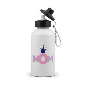 Бутылка спортивная с принтом Mom , металл | емкость — 500 мл, в комплекте две пластиковые крышки и карабин для крепления | mom | mother | дети | мама | мамочка | мать | родители