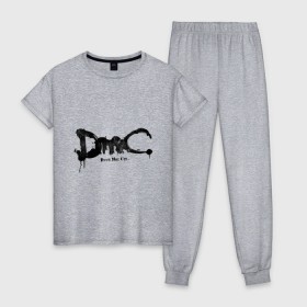 Женская пижама хлопок с принтом Эмблема Devil May Cry , 100% хлопок | брюки и футболка прямого кроя, без карманов, на брюках мягкая резинка на поясе и по низу штанин | dmc | данте