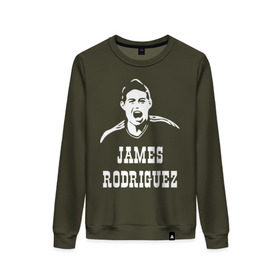 Женский свитшот хлопок с принтом James Rodriguez , 100% хлопок | прямой крой, круглый вырез, на манжетах и по низу широкая трикотажная резинка  | columbia | football | james | rodriguez | колумбия | родригес | футбол | хамес