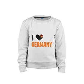 Детский свитшот хлопок с принтом I love Germany , 100% хлопок | круглый вырез горловины, эластичные манжеты, пояс и воротник | Тематика изображения на принте: deutsch | football | germany | heart | love | германия | люблю | мяч | сердце | футбол