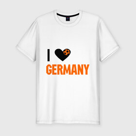 Мужская футболка премиум с принтом I love Germany , 92% хлопок, 8% лайкра | приталенный силуэт, круглый вырез ворота, длина до линии бедра, короткий рукав | deutsch | football | germany | heart | love | германия | люблю | мяч | сердце | футбол