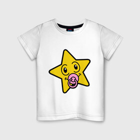 Детская футболка хлопок с принтом Звездочка , 100% хлопок | круглый вырез горловины, полуприлегающий силуэт, длина до линии бедер | 