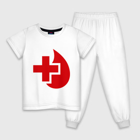 Детская пижама хлопок с принтом Донор , 100% хлопок |  брюки и футболка прямого кроя, без карманов, на брюках мягкая резинка на поясе и по низу штанин
 | донор | красный крест | крест | кровь | медицина | сердце
