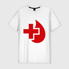 Мужская футболка премиум с принтом Донор , 92% хлопок, 8% лайкра | приталенный силуэт, круглый вырез ворота, длина до линии бедра, короткий рукав | донор | красный крест | крест | кровь | медицина | сердце