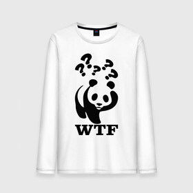 Мужской лонгслив хлопок с принтом WTF - белая панда , 100% хлопок |  | панда