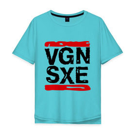 Мужская футболка хлопок Oversize с принтом Vegan sXe , 100% хлопок | свободный крой, круглый ворот, “спинка” длиннее передней части | vegan | вегетарианец | еда