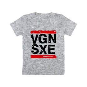 Детская футболка хлопок с принтом Vegan sXe , 100% хлопок | круглый вырез горловины, полуприлегающий силуэт, длина до линии бедер | vegan | вегетарианец | еда