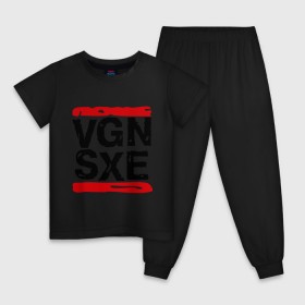 Детская пижама хлопок с принтом Vegan sXe , 100% хлопок |  брюки и футболка прямого кроя, без карманов, на брюках мягкая резинка на поясе и по низу штанин
 | vegan | вегетарианец | еда