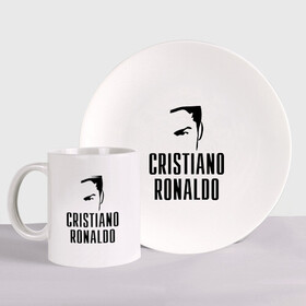 Набор: тарелка + кружка с принтом Cristiano Ronaldo 7 , керамика | Кружка: объем — 330 мл, диаметр — 80 мм. Принт наносится на бока кружки, можно сделать два разных изображения. 
Тарелка: диаметр - 210 мм, диаметр для нанесения принта - 120 мм. | Тематика изображения на принте: cristiano ronaldo | мяч | спорт | футбол