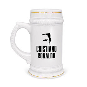 Кружка пивная с принтом Cristiano Ronaldo 7 ,  керамика (Материал выдерживает высокую температуру, стоит избегать резкого перепада температур) |  объем 630 мл | cristiano ronaldo | мяч | спорт | футбол