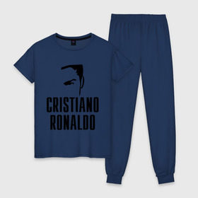 Женская пижама хлопок с принтом Cristiano Ronaldo 7 , 100% хлопок | брюки и футболка прямого кроя, без карманов, на брюках мягкая резинка на поясе и по низу штанин | cristiano ronaldo | мяч | спорт | футбол