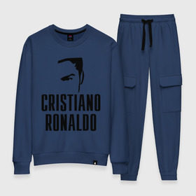 Женский костюм хлопок с принтом Cristiano Ronaldo 7 , 100% хлопок | на свитшоте круглая горловина, мягкая резинка по низу. Брюки заужены к низу, на них два вида карманов: два 