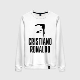 Женский свитшот хлопок с принтом Cristiano Ronaldo 7 , 100% хлопок | прямой крой, круглый вырез, на манжетах и по низу широкая трикотажная резинка  | cristiano ronaldo | мяч | спорт | футбол