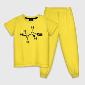 Детская пижама хлопок с принтом Химическая формула спирт , 100% хлопок |  брюки и футболка прямого кроя, без карманов, на брюках мягкая резинка на поясе и по низу штанин
 | Тематика изображения на принте: спирт | формула | химия