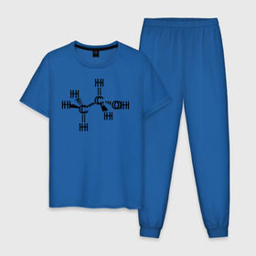 Мужская пижама хлопок с принтом Химическая формула спирт , 100% хлопок | брюки и футболка прямого кроя, без карманов, на брюках мягкая резинка на поясе и по низу штанин
 | Тематика изображения на принте: спирт | формула | химия