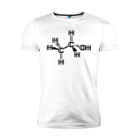 Мужская футболка премиум с принтом Химическая формула спирт , 92% хлопок, 8% лайкра | приталенный силуэт, круглый вырез ворота, длина до линии бедра, короткий рукав | спирт | формула | химия