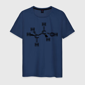 Мужская футболка хлопок с принтом Химическая формула спирт , 100% хлопок | прямой крой, круглый вырез горловины, длина до линии бедер, слегка спущенное плечо. | спирт | формула | химия
