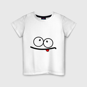 Детская футболка хлопок с принтом Смешная рожица , 100% хлопок | круглый вырез горловины, полуприлегающий силуэт, длина до линии бедер | 