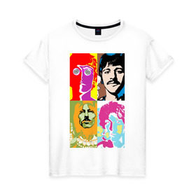 Женская футболка хлопок с принтом The Beatles , 100% хлопок | прямой крой, круглый вырез горловины, длина до линии бедер, слегка спущенное плечо | 