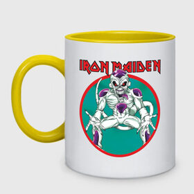 Кружка двухцветная с принтом Iron Maiden , керамика | объем — 330 мл, диаметр — 80 мм. Цветная ручка и кайма сверху, в некоторых цветах — вся внутренняя часть | iron maiden