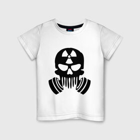 Детская футболка хлопок с принтом Радиация , 100% хлопок | круглый вырез горловины, полуприлегающий силуэт, длина до линии бедер | Тематика изображения на принте: противогаз | радиация | респиратор | череп