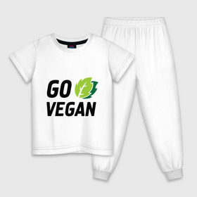Детская пижама хлопок с принтом Go vegan , 100% хлопок |  брюки и футболка прямого кроя, без карманов, на брюках мягкая резинка на поясе и по низу штанин
 | go | vegan | будь | веган | вегетарианец | здоровье