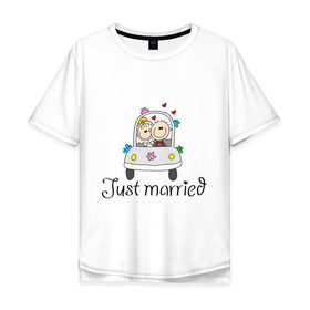 Мужская футболка хлопок Oversize с принтом Женатики , 100% хлопок | свободный крой, круглый ворот, “спинка” длиннее передней части | брак | жена | женатики | жених | молодожены | муж | невеста | свадьба