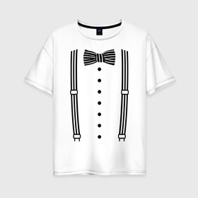 Женская футболка хлопок Oversize с принтом Галстук бабочка в полоску , 100% хлопок | свободный крой, круглый ворот, спущенный рукав, длина до линии бедер
 | бабочка