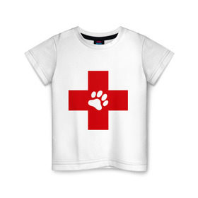 Детская футболка хлопок с принтом Ветеринар , 100% хлопок | круглый вырез горловины, полуприлегающий силуэт, длина до линии бедер | ветеринар | врач | доктор | красный | крест