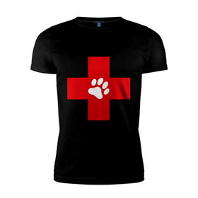 Мужская футболка премиум с принтом Ветеринар , 92% хлопок, 8% лайкра | приталенный силуэт, круглый вырез ворота, длина до линии бедра, короткий рукав | ветеринар | врач | доктор | красный | крест